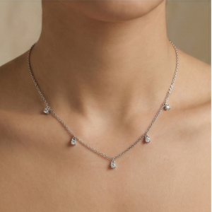 925 Sterling Silver Minimalist Dainty Solitaire Drop Station Necklace Jewellery for Women