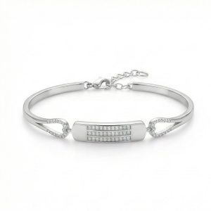 AGOR 925 Sterling Silver Triple Row Bar Hinged Bangle Bracelet Jewellery for Women High Polish Finish