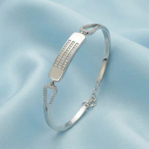 AGOR 925 Sterling Silver Triple Row Bar Hinged Bangle Bracelet Jewellery for Women High Polish Finish