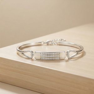 AGOR 925 Sterling Silver Triple Row Bar Hinged Bangle Bracelet Jewellery for Women High Polish Finish