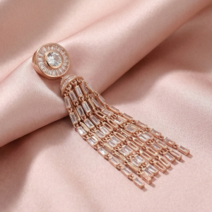 AGOR 925 Sterling Silver Rose Gold Plated Tassel Fringe Statement Pendant Jewellery
