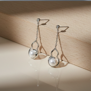 AGOR 925 Sterling Silver Modern Abstract Curve Pearl Drop Earrings Jewellery