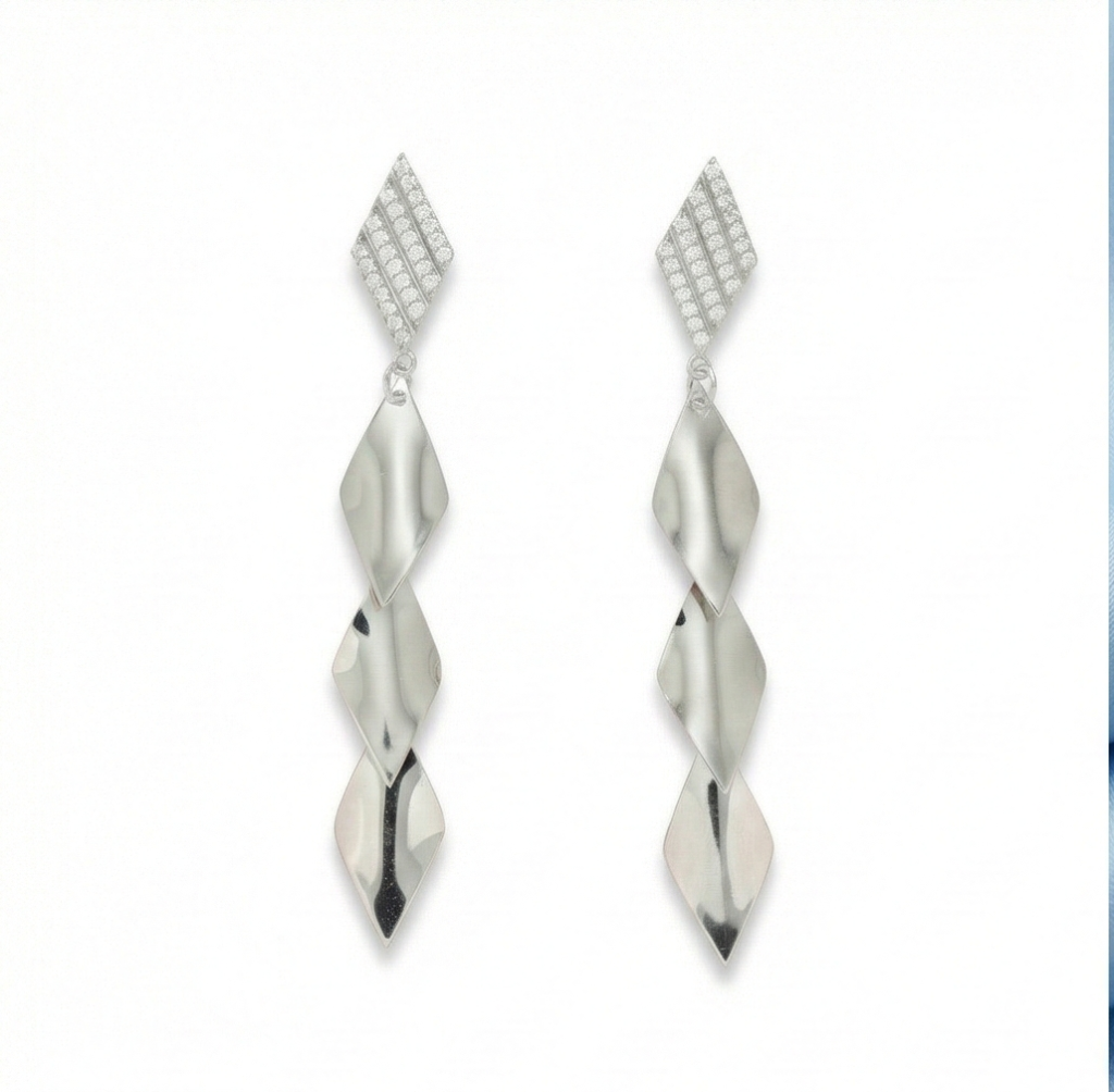 AGOR 925 Sterling Silver Sculptural Twist Drop Earrings Long Dangle Jewellery