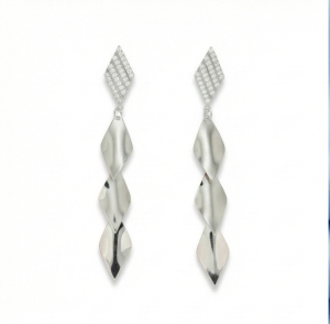 AGOR 925 Sterling Silver Sculptural Twist Drop Earrings Long Dangle Jewellery
