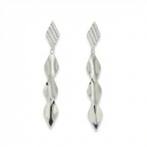 925 Sterling Silver Sculptural Twist Drop Earrings Long Dangle Jewellery