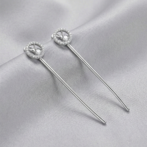 AGOR 925 Sterling Silver Geometric Circle and Long Bar Drop Earrings Jewellery for Women