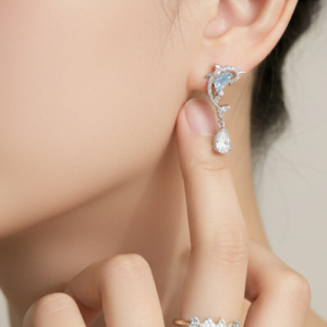 925 Sterling Silver Dolphin Dangle Earrings with Blue Stone and Pearl Accents Jewellery