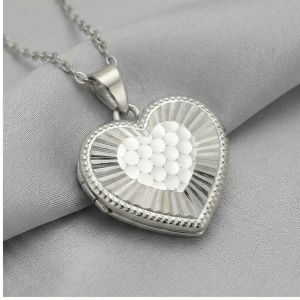 AGOR 925 Sterling Silver Textured Heart Pendant Necklace Jewellery