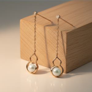 AGOR 925 Sterling Silver Rose Gold Plated Mint Pearl Drop Earrings Jewellery
