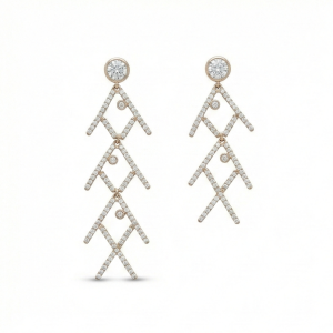 AGOR 925 Sterling Silver Rose Gold Plated Geometric Chevron Drop Earrings Jewellery