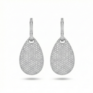 AGOR 925 Sterling Silver Pave Set Teardrop Dangle Earrings Jewellery for Women