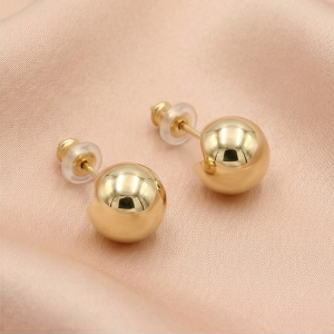 AGOR 925 Sterling Silver Gold Plated Sculpted Sphere Stud Earrings Jewellery