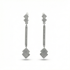 AGOR 925 Sterling Silver Long Bar Geometric Dangle Earrings A Perfect Party Jewellery for Women