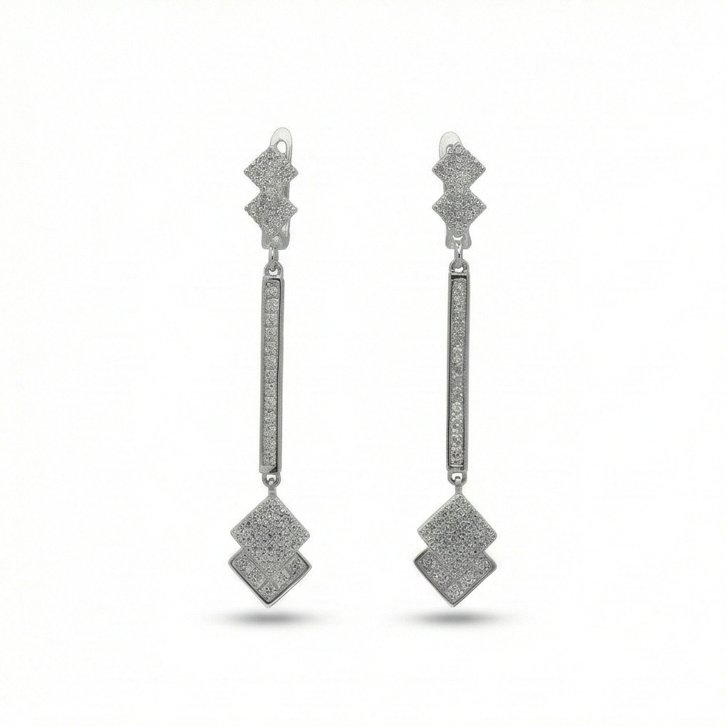925 Sterling Silver Long Bar Geometric Dangle Earrings A Perfect Party Jewellery for Women