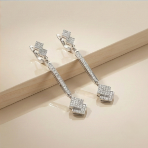 AGOR 925 Sterling Silver Long Bar Geometric Dangle Earrings A Perfect Party Jewellery for Women