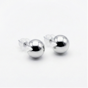 AGOR 925 Sterling Silver Modern Geometric Sphere Stud Earrings High Polish Minimalist Jewellery for Women