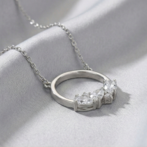 AGOR 925 Sterling Silver Open Circle Cluster Pendant Necklace Jewellery for Women