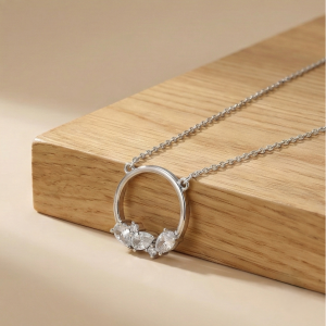 AGOR 925 Sterling Silver Open Circle Cluster Pendant Necklace Jewellery for Women
