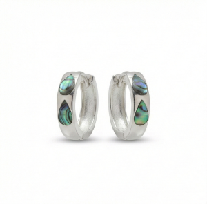 AGOR 925 Sterling Silver Abalone Shell Teardrop Inlay Hoop Earrings Jewellery for Women