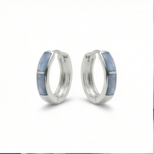 AGOR 925 Sterling Silver Grey Rectangular Inlay Hoop Earrings Jewellery for Women