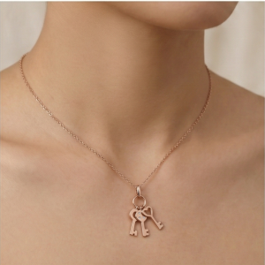 925 Sterling Silver Rose Gold Plated Trio Key Charm Pendant Necklace Jewellery for Women