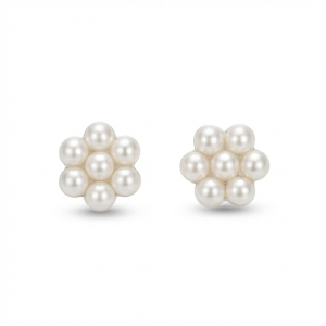 925 Sterling Silver Floral Pearl Stud Earrings Classic Jewellery for Women