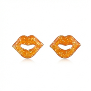 925 Sterling Silver Glitter Lips Stud Earrings Enamel Jewellery for Fashion Lovers