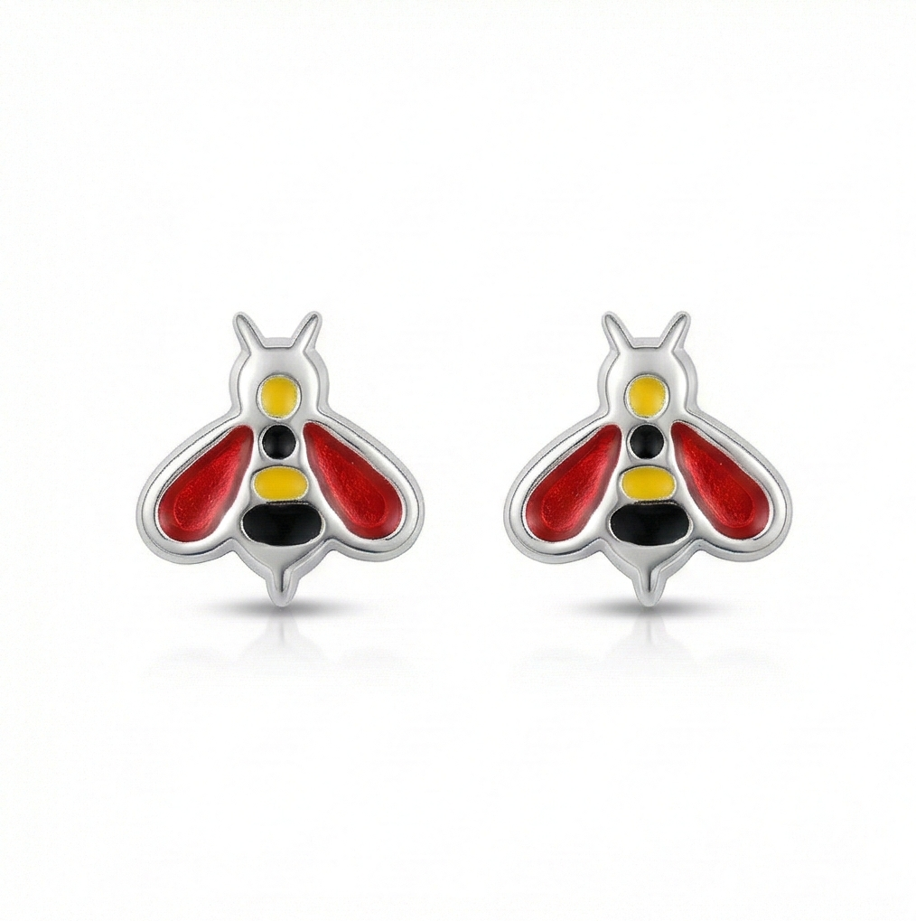 925 Sterling Silver Bumble Bee Stud Earrings Colorful Enamel Jewellery for Nature Lovers