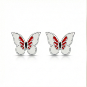 925 Sterling Silver Enamel Butterfly Stud Earrings High Polish Finish Jewellery for Women and Girls