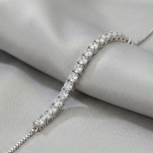 AGOR 925 Sterling Silver Classic Adjustable Slider Tennis Bracelet Jewellery for Women Silver Finish