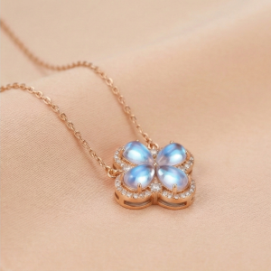 AGOR 925 Sterling Silver Rose Gold Plated Blue Stone Flower Pendant Necklace Jewellery