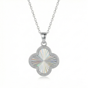 AGOR 925 Sterling Silver Sunburst Clover Pendant Necklace Jewellery