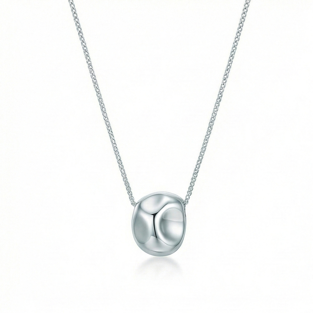 925 Sterling Silver Abstract Organic Shape Pendant Necklace Jewellery for Women