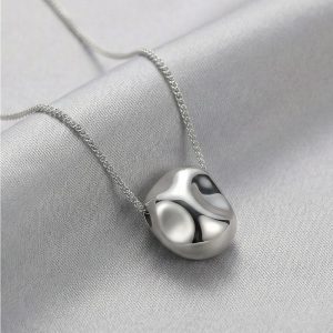 AGOR 925 Sterling Silver Abstract Organic Shape Pendant Necklace Jewellery for Women