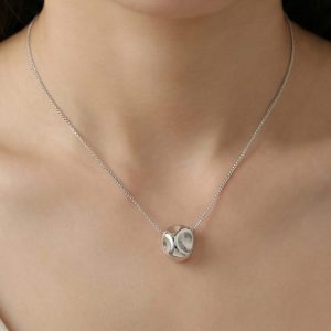 AGOR 925 Sterling Silver Abstract Organic Shape Pendant Necklace Jewellery for Women