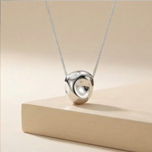 AGOR 925 Sterling Silver Abstract Organic Shape Pendant Necklace Jewellery for Women