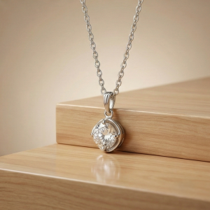 AGOR 925 Sterling Silver Classic Round Solitaire Pendant Necklace Jewellery for Women