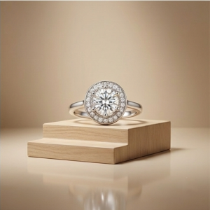 AGOR 925 Sterling Silver Classic Round Halo Solitaire Ring Jewellery for Women