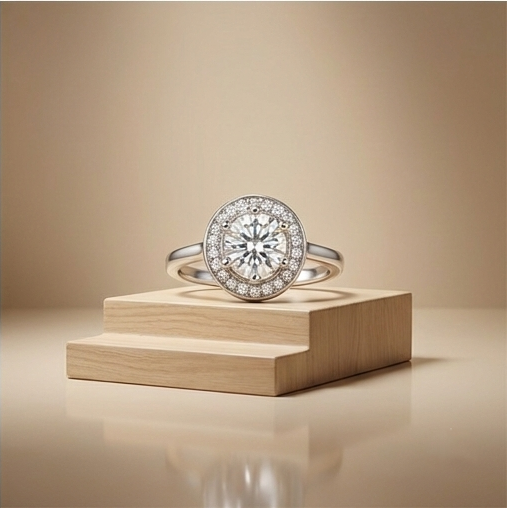 925 Sterling Silver Classic Round Halo Solitaire Ring Jewellery for Women