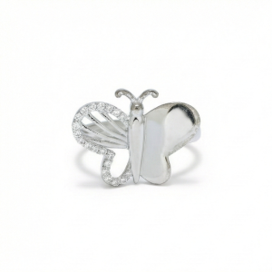 AGOR 925 Sterling Silver Two-Tone Finish Butterfly Ring Jewellery for Women