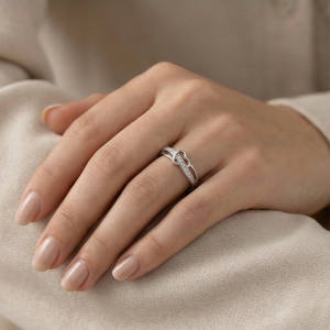 AGOR 925 Sterling Silver Intertwined Open Heart Ring Jewellery for Women