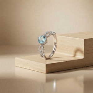 AGOR 925 Sterling Silver Infinity Twist Blue Stone Adjustable Ring Jewellery for Women