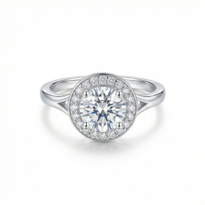 AGOR 925 Sterling Silver Round Halo Split Shank Statement Ring Jewellery for Women