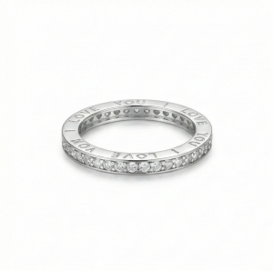 AGOR 925 Sterling Silver Love You Engraved Eternity Band Ring Jewellery for Women