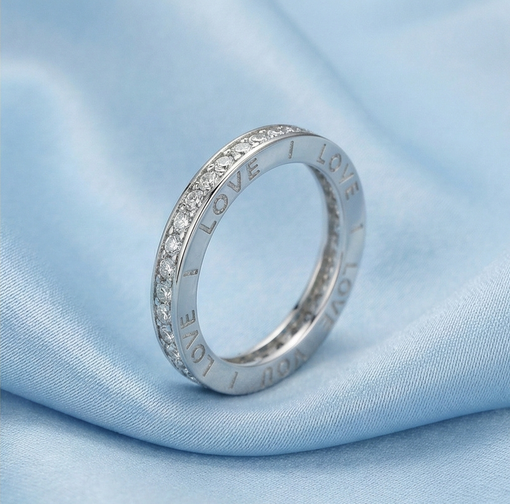 925 Sterling Silver Love You Engraved Eternity Band Ring Jewellery for Women