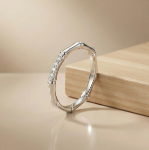 AGOR 925 Sterling Silver Bamboo Style Minimalist Stackable Ring Jewellery for Women