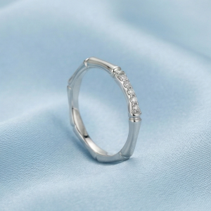 AGOR 925 Sterling Silver Bamboo Style Minimalist Stackable Ring Jewellery for Women