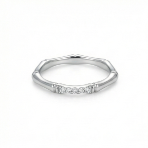 AGOR 925 Sterling Silver Bamboo Style Minimalist Stackable Ring Jewellery for Women