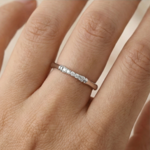 AGOR 925 Sterling Silver Bamboo Style Minimalist Stackable Ring Jewellery for Women