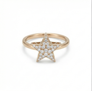 AGOR 925 Sterling Silver Celestial Star Ring Rose Gold Plated Statement Jewellery for Women and Girls